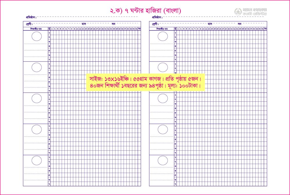 ২. ক) ৭ঘন্টার-হাজিরা (বাংলা)